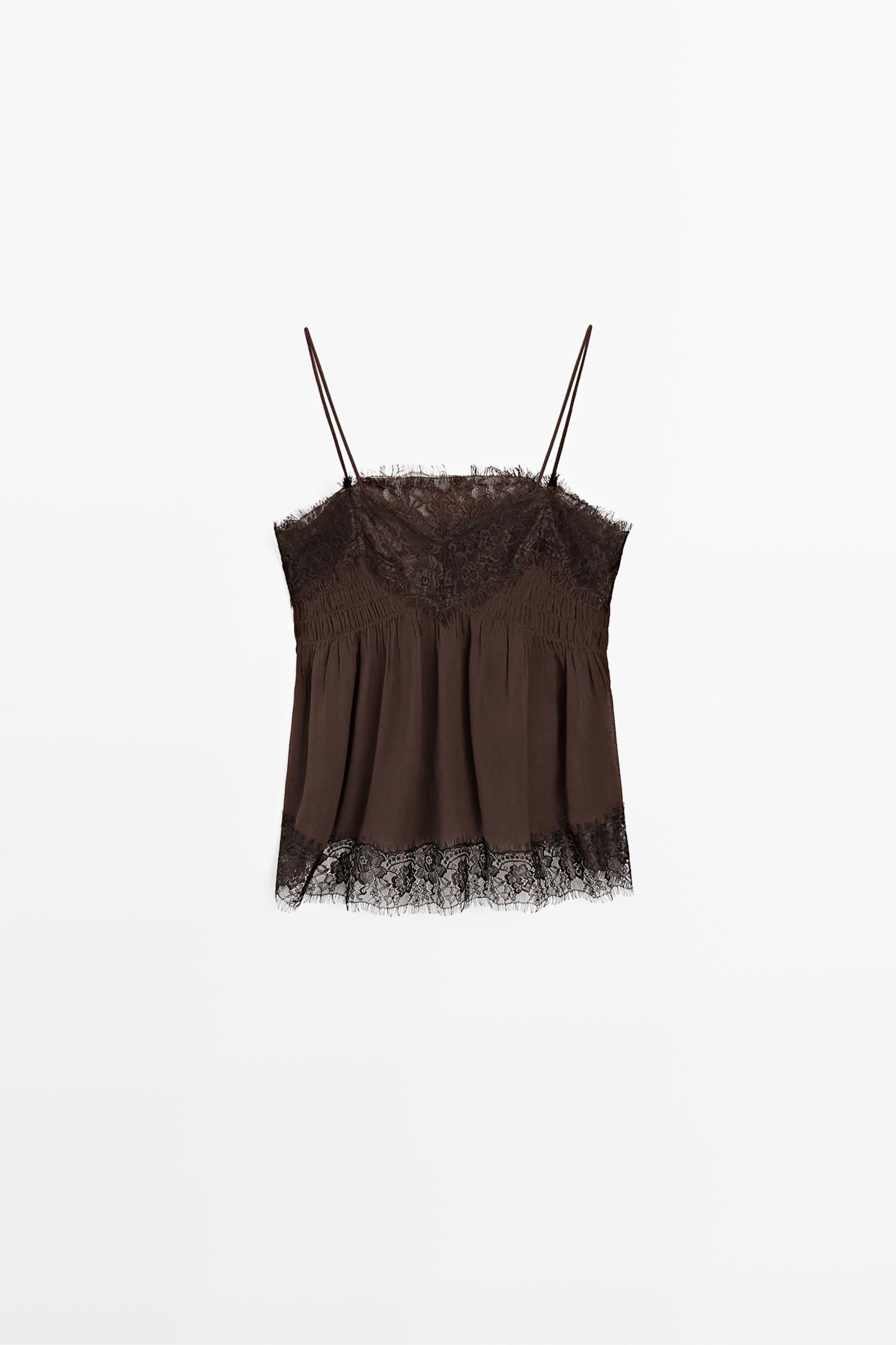 Camisole top with contrast lace detail